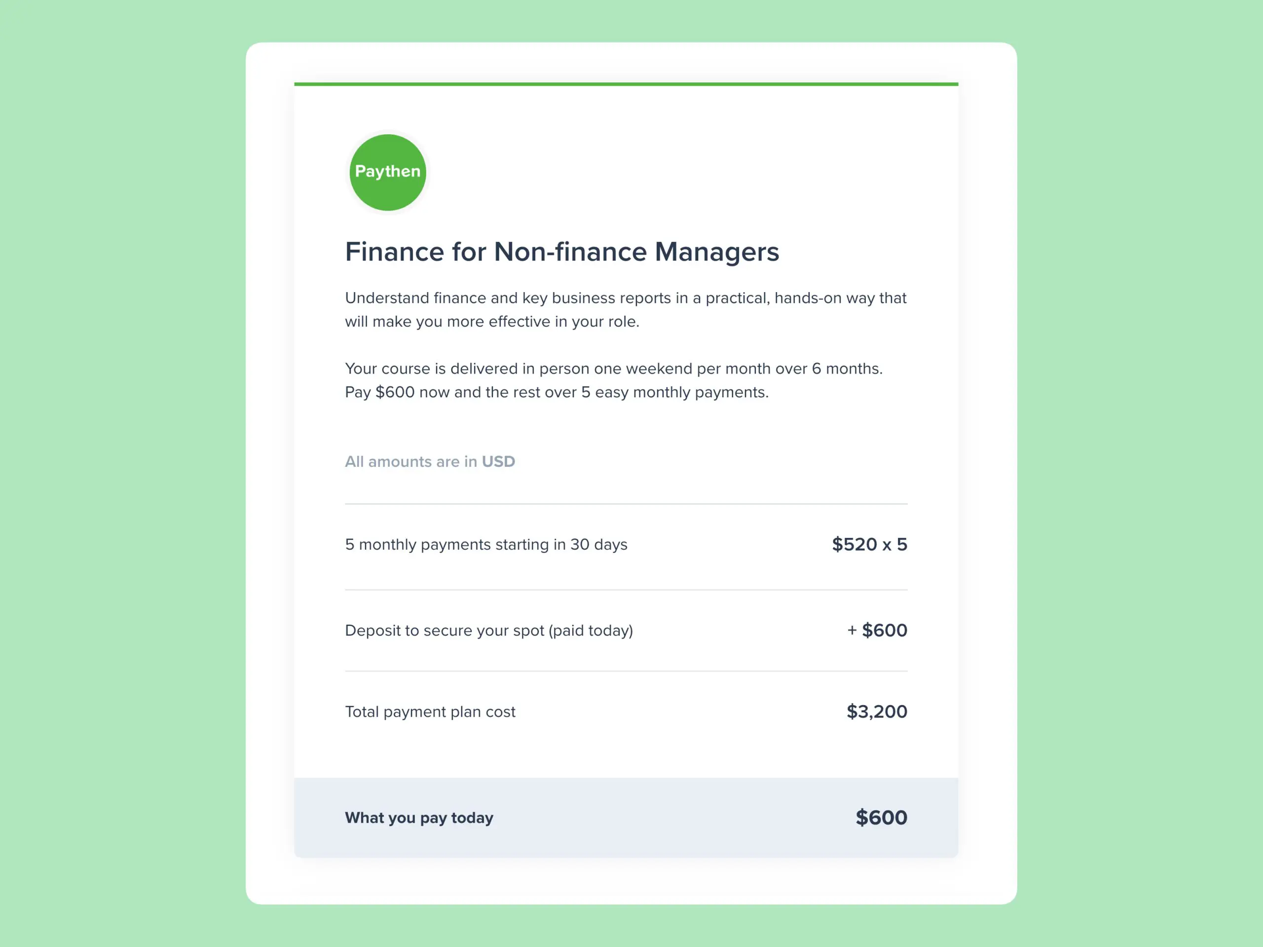 paythen-payment-plan-preview for a finance course