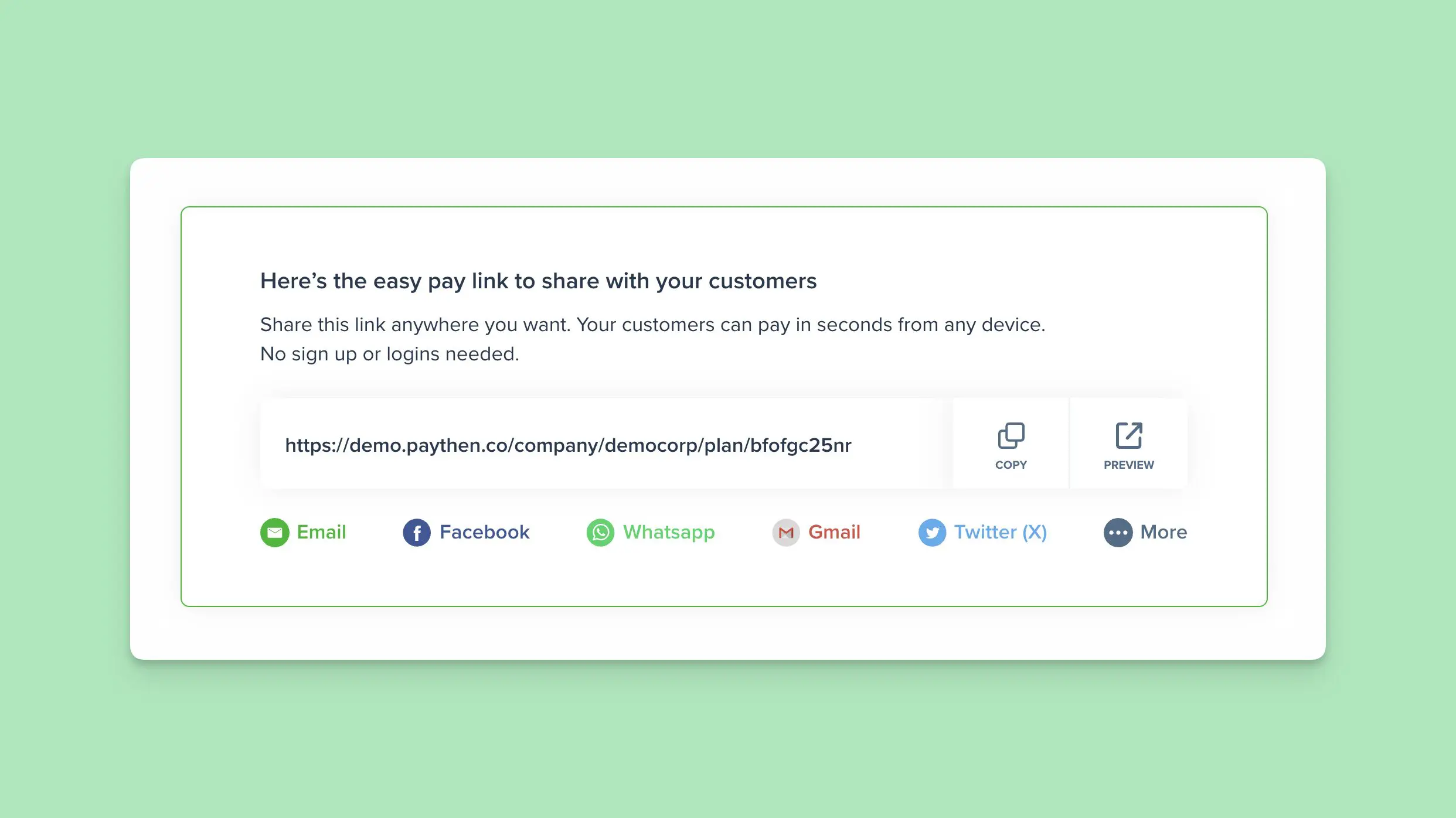 paythen-payment plan preview and sharing options